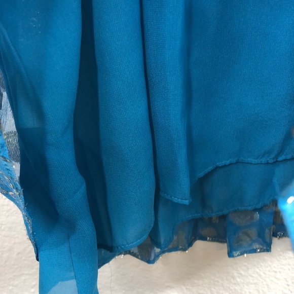 Anthropologie Trapese Dress Blue Leaf Motif Tinsel Printed Lined Womens 10 NEW - Picture 8 of 9